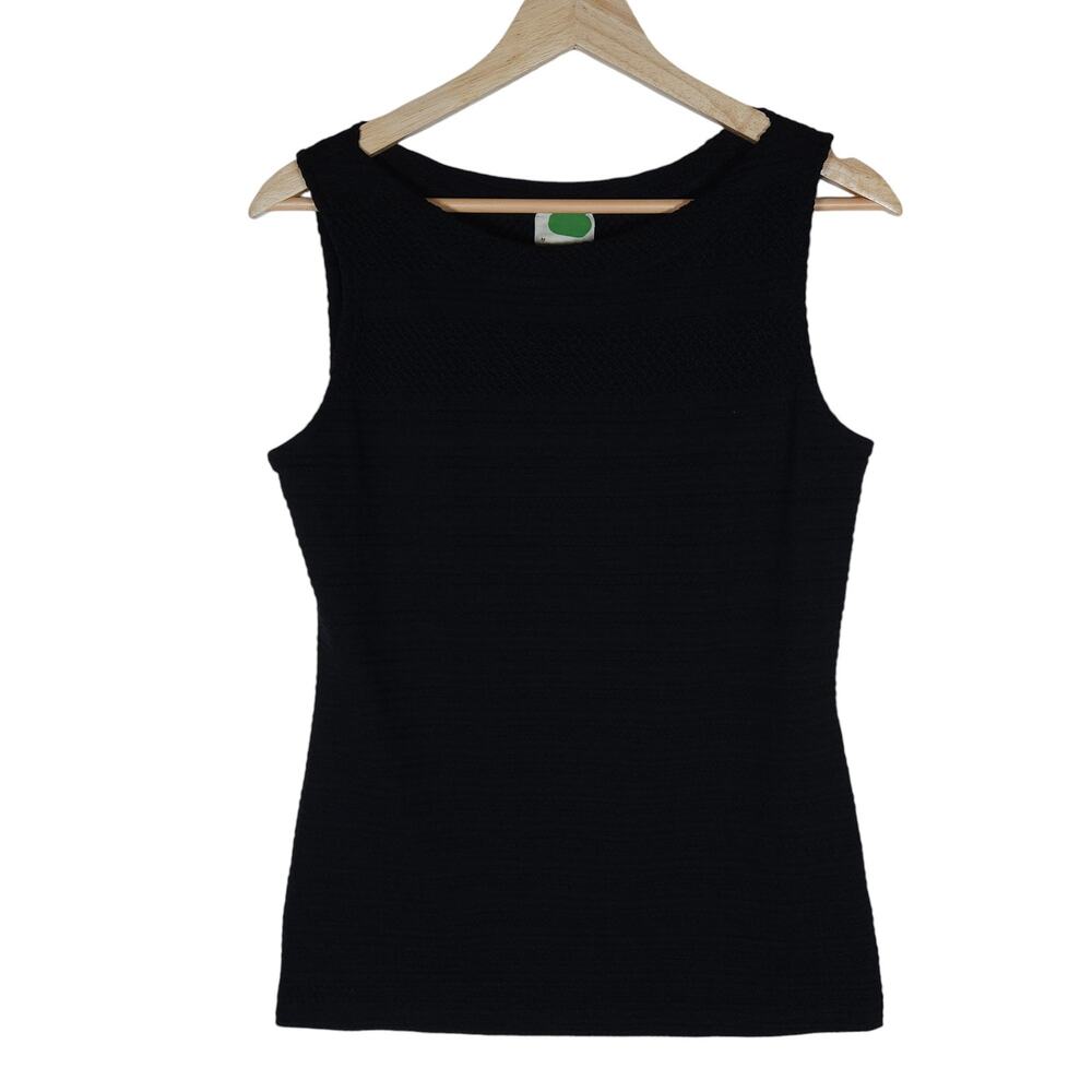 By Anthropologie Tank Top Small Black Textured Knit Sleeveless Elavated Everyday